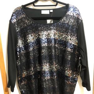 NWOT Quacker Factory black bling sparkle shirt.